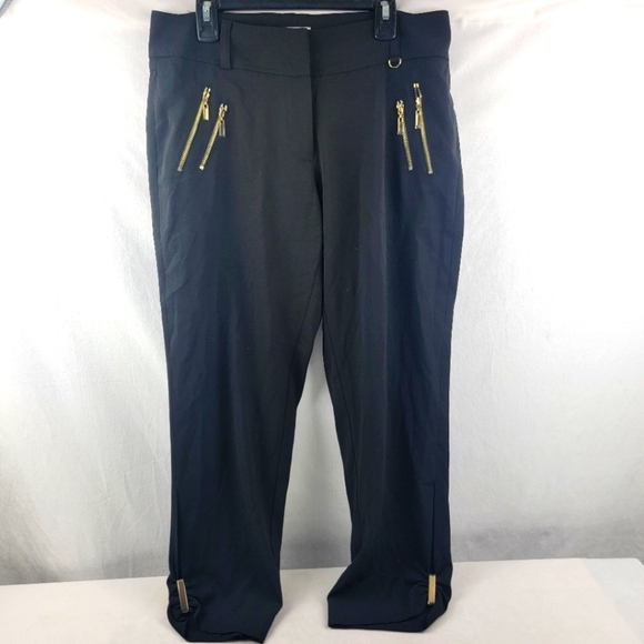 Cache black with gold detailing crepe cropped pants in size 4 - Picture 1 of 6